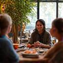 People Chatting in Cafe