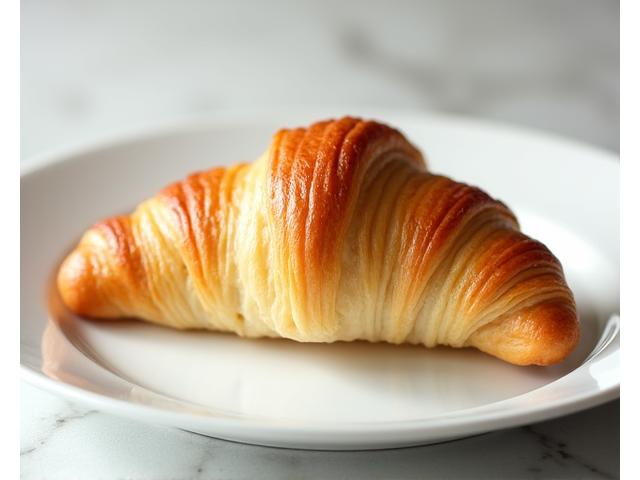 Golden, flaky butter croissant on a minimalist plate