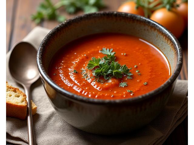 Hearty bowl of soup of the day with a side of crusty bread